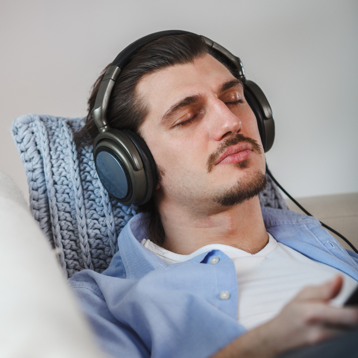 Man doing a Guided Meditation session.
