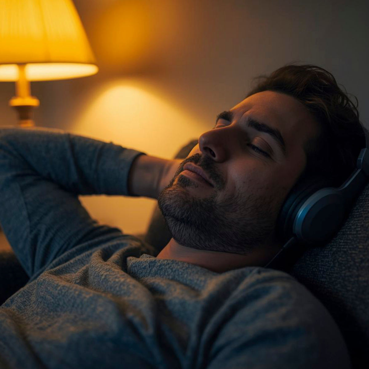 Man doing a Guided Meditation session.